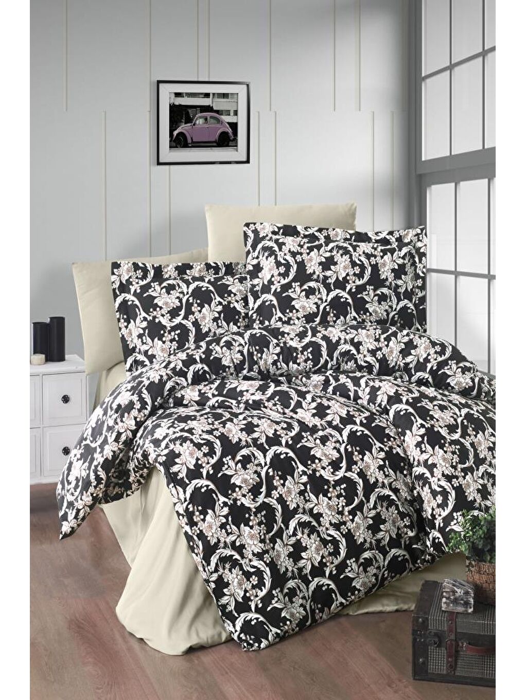 Karışık Ardeşen Pamuk Saten Çift Kişilik Nevresim Takımı