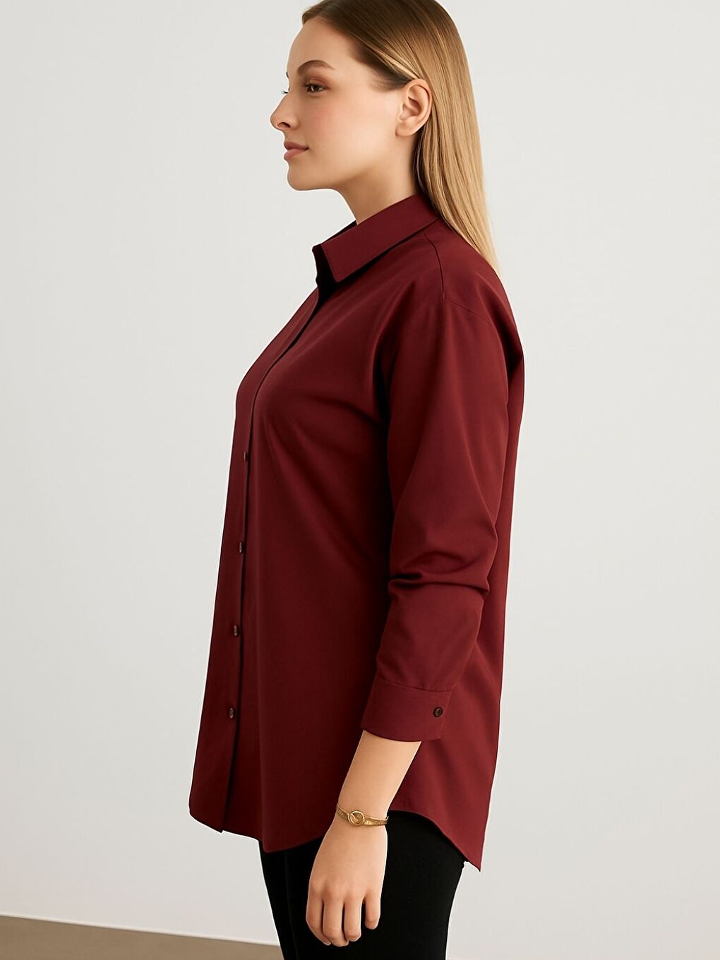 Kadın Bordo Trend Gömlek-1