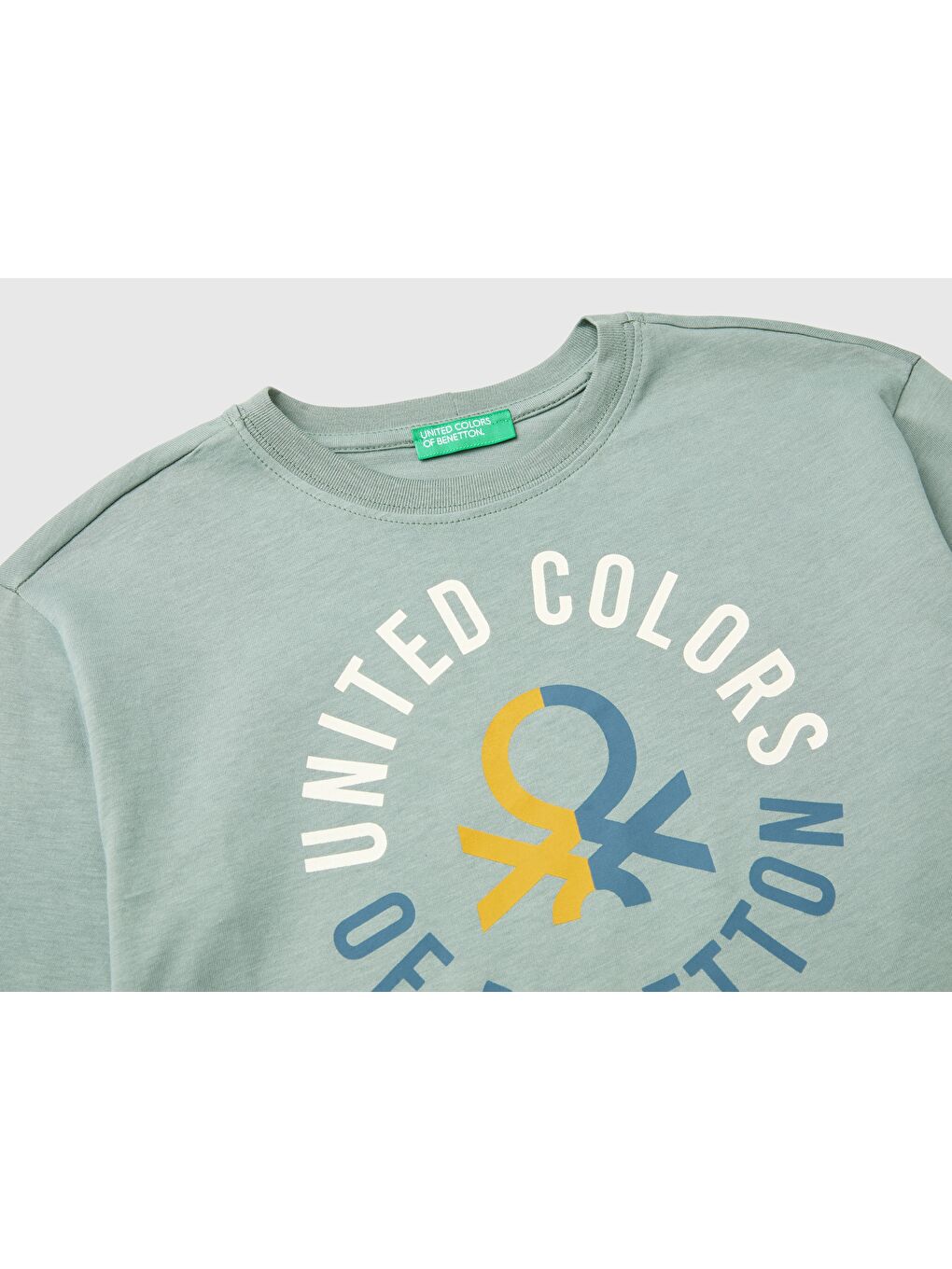 United Colors Of Benetton Erkek Çocuk Haki Önü Çok Renkli Logo Baskılı Sweatshırt - 2