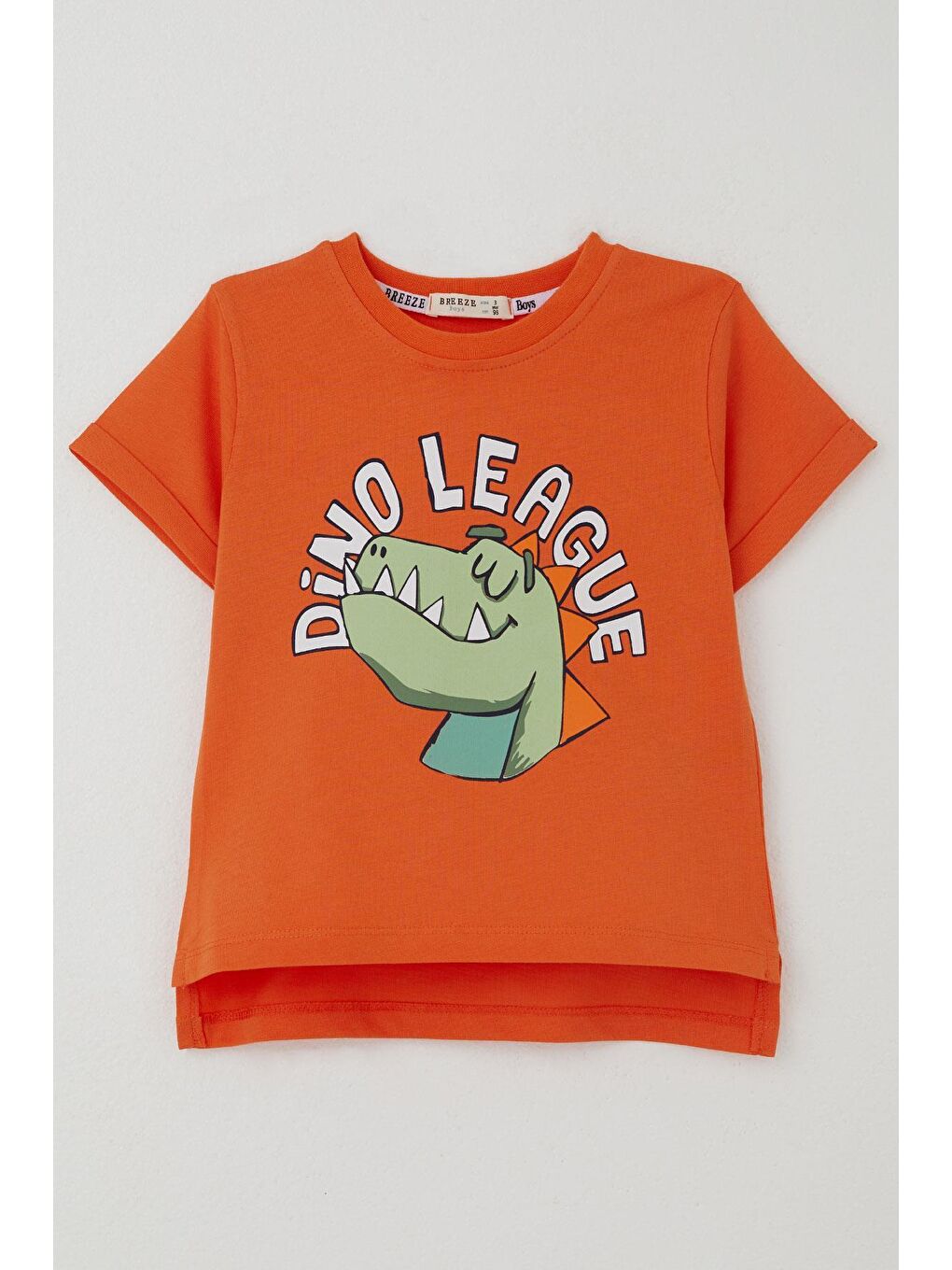 Erkek Çocuk Tişört Lig Yıldızı Dinozor Baskılı Turuncu (2-6 Yaş)-1