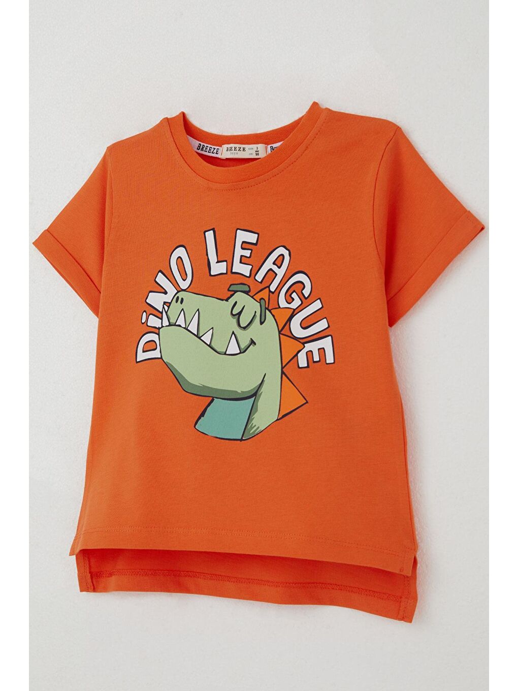 Erkek Çocuk Tişört Lig Yıldızı Dinozor Baskılı Turuncu (2-6 Yaş)-3