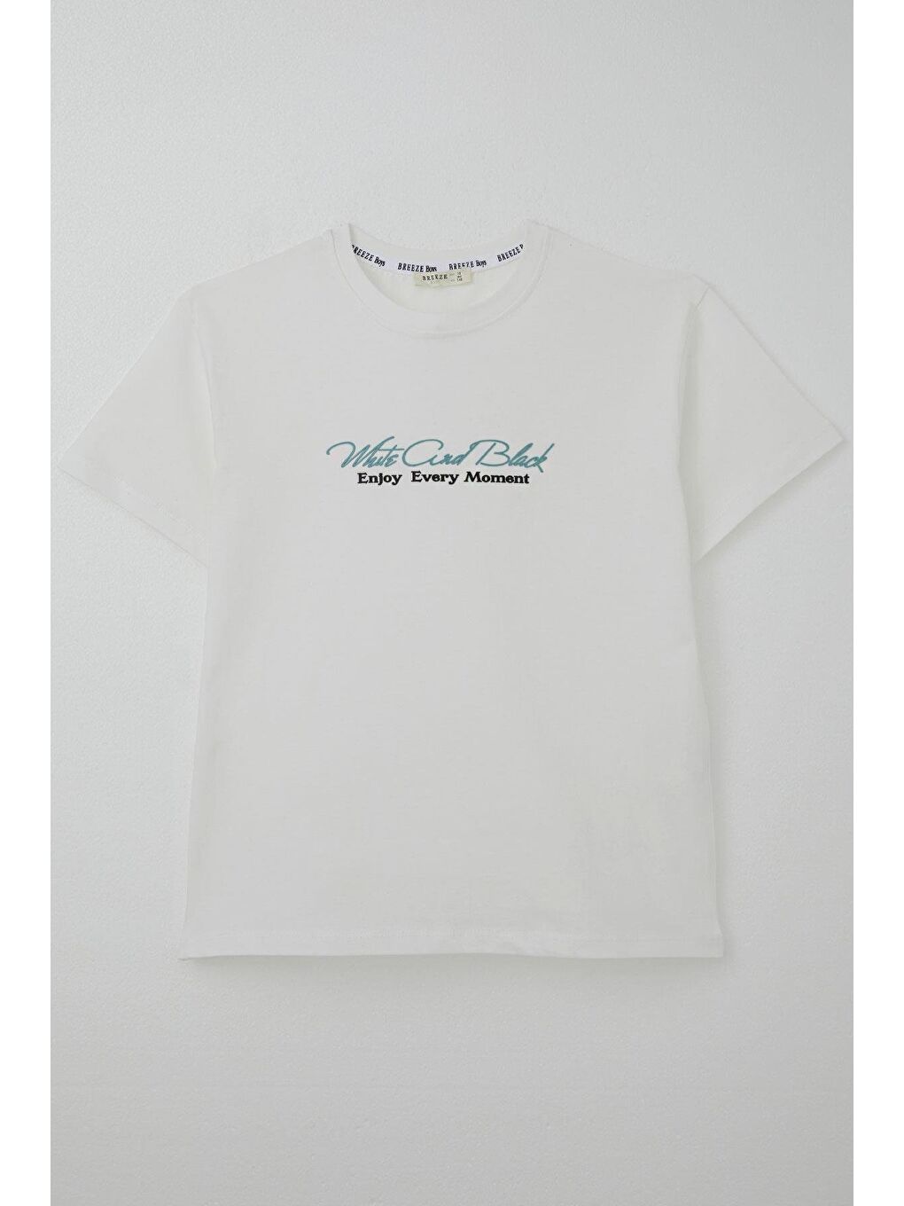 Erkek Çocuk Tişört Kabartma Yazı Baskılı Ekru (9-14 Yaş)