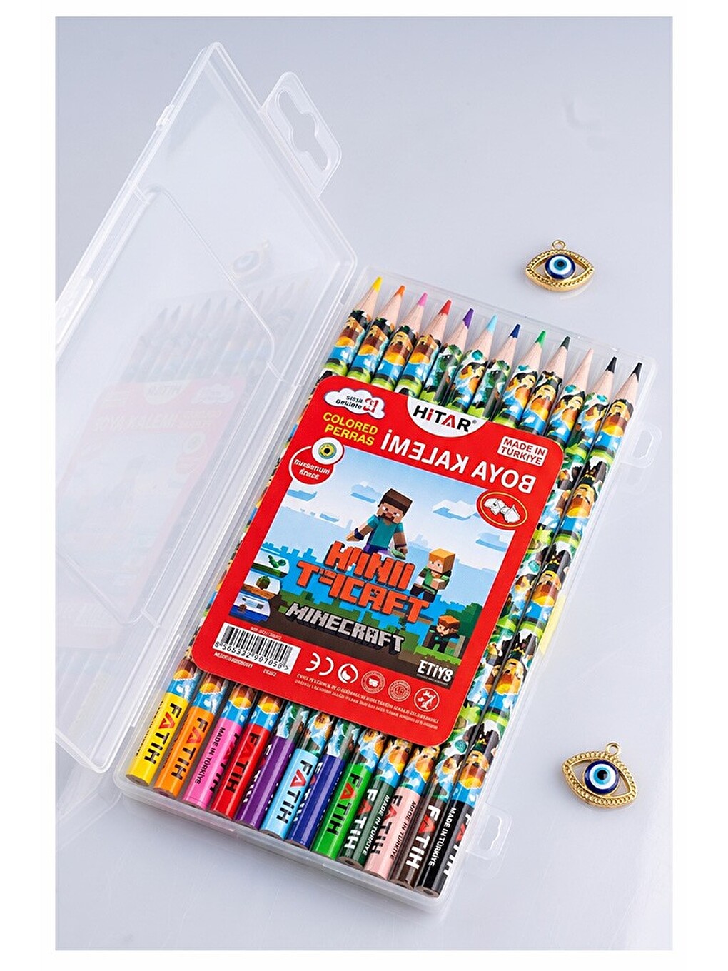 12 Li Kuru Boya Kalemi Plastik Kutu 1 Paket Fatih Mini Craft Figürlü 12 Renk Kuruboya Tam Boy Renkli-1