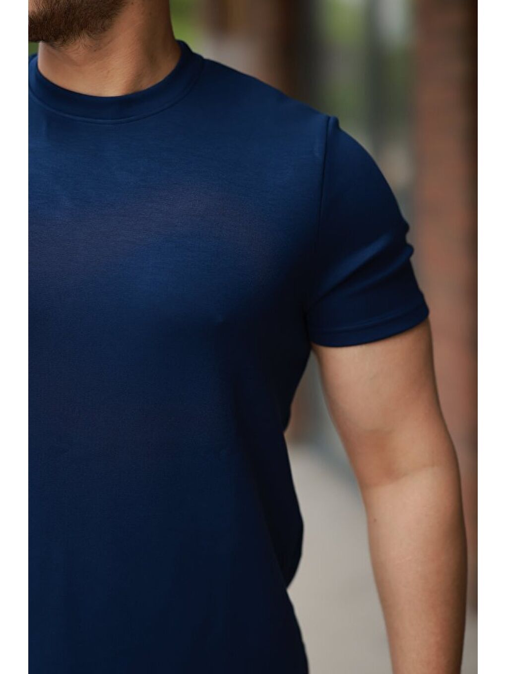 Lacivert Erkek Basic Kısa Kollu Tişört-2