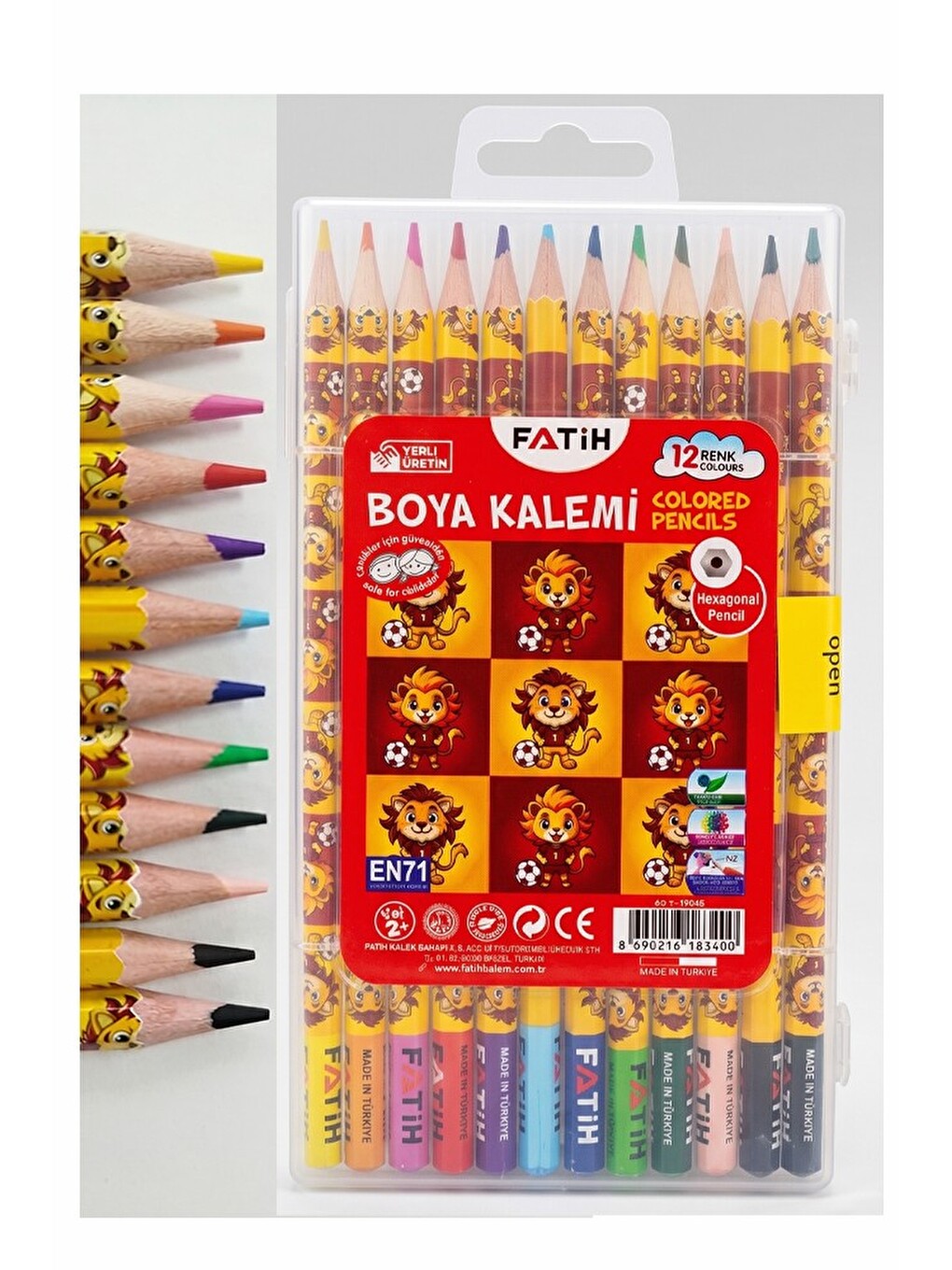 12 Li Kuru Boya Kalemi Plastik Kutu 1 Paket Fatih Taraftar Sarı Kırmızı 12 Renk Kuruboya Tam Boy Ren