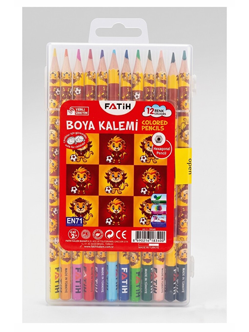 12 Li Kuru Boya Kalemi Plastik Kutu 1 Paket Fatih Taraftar Sarı Kırmızı 12 Renk Kuruboya Tam Boy Ren-2