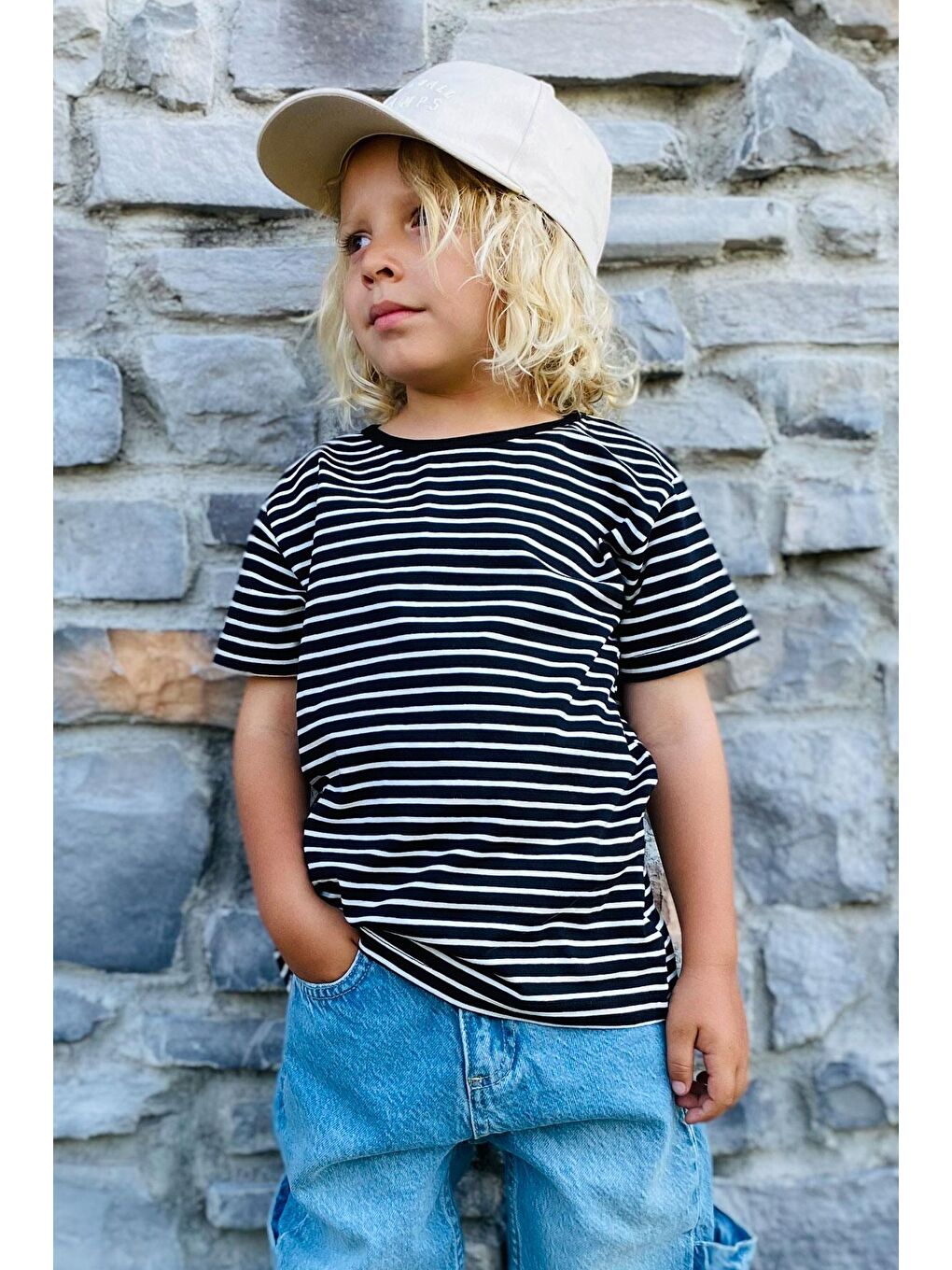 Erkek Çocuk Tişört Çizgili Siyah (3-7 Yaş)