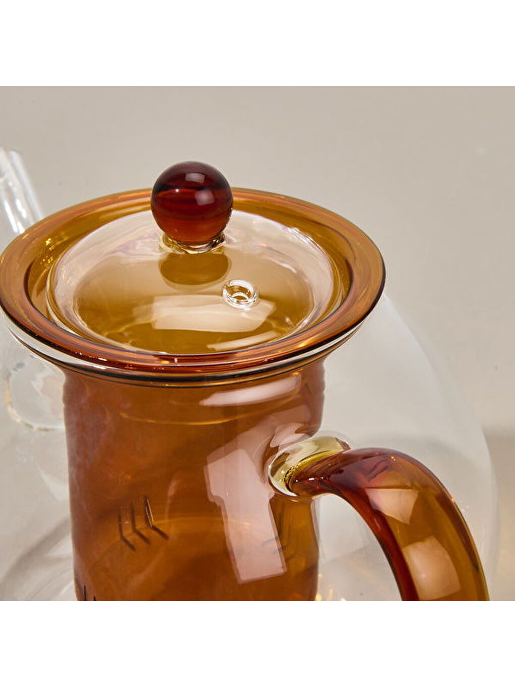 Borosilikat Cam Bitki Çayı Demliği - Şeffaf / Turuncu - 900 ml-2