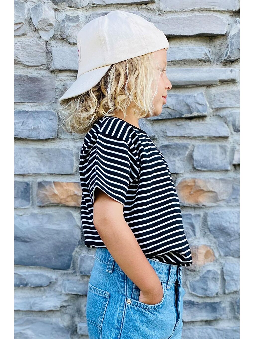 Erkek Çocuk Tişört Çizgili Siyah (3-7 Yaş)-2