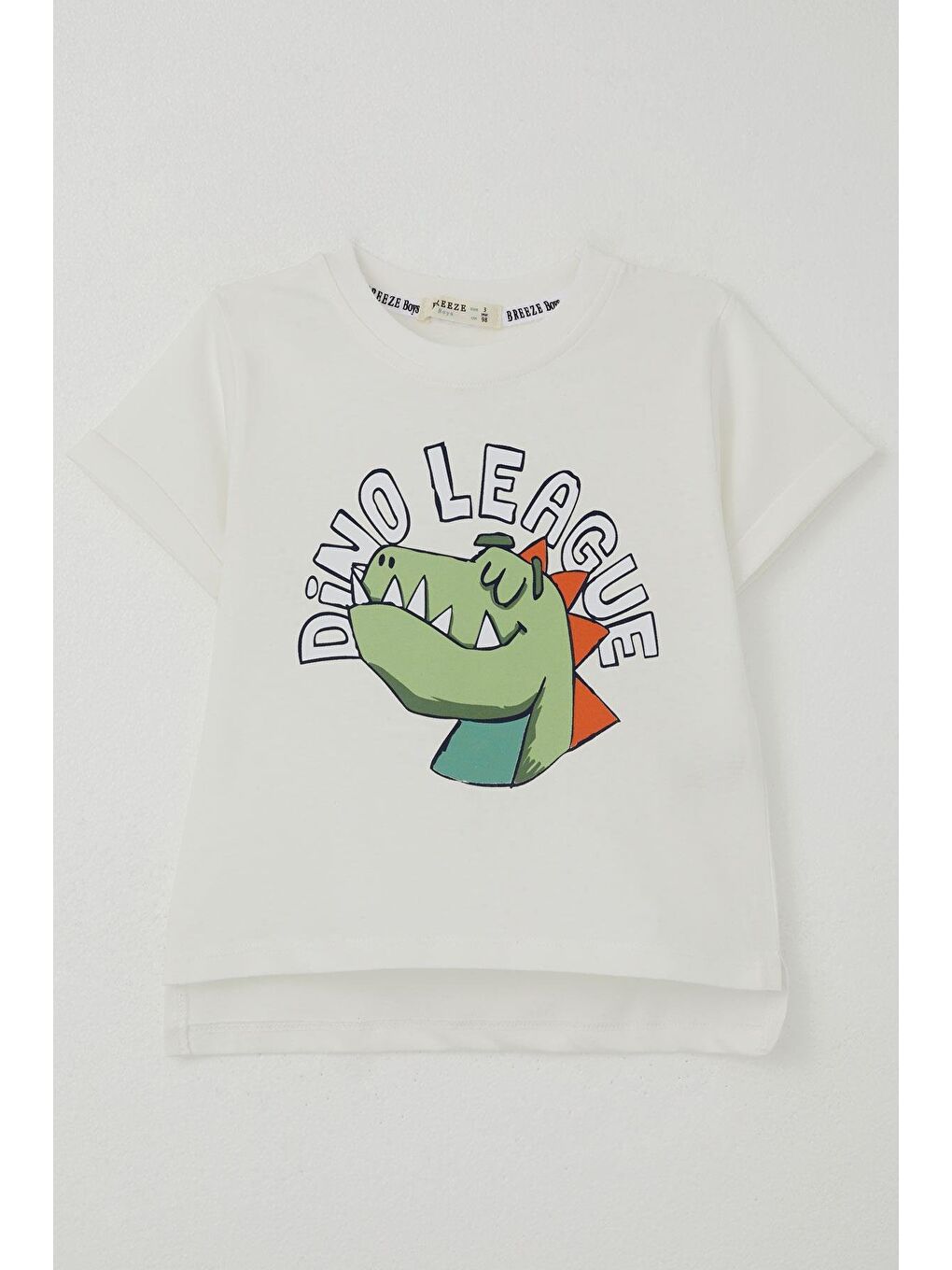 Erkek Çocuk Tişört Lig Yıldızı Dinozor Baskılı Ekru (2-6 Yaş)