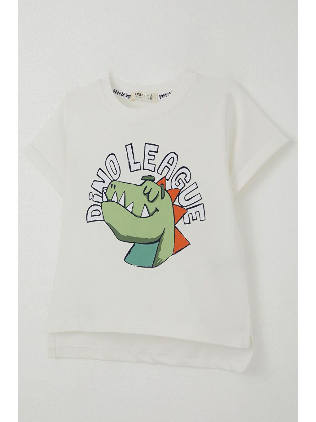 Erkek Çocuk Tişört Lig Yıldızı Dinozor Baskılı Ekru (2-6 Yaş)-2