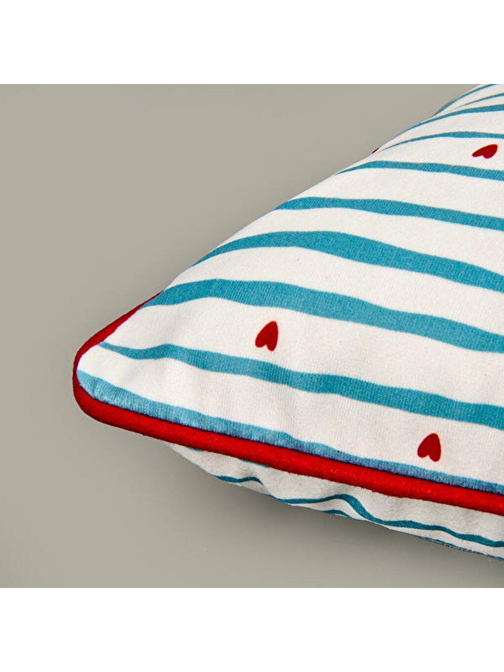 Soft Herz Kırlent - Beyaz / Mavi - 30x50 cm-3