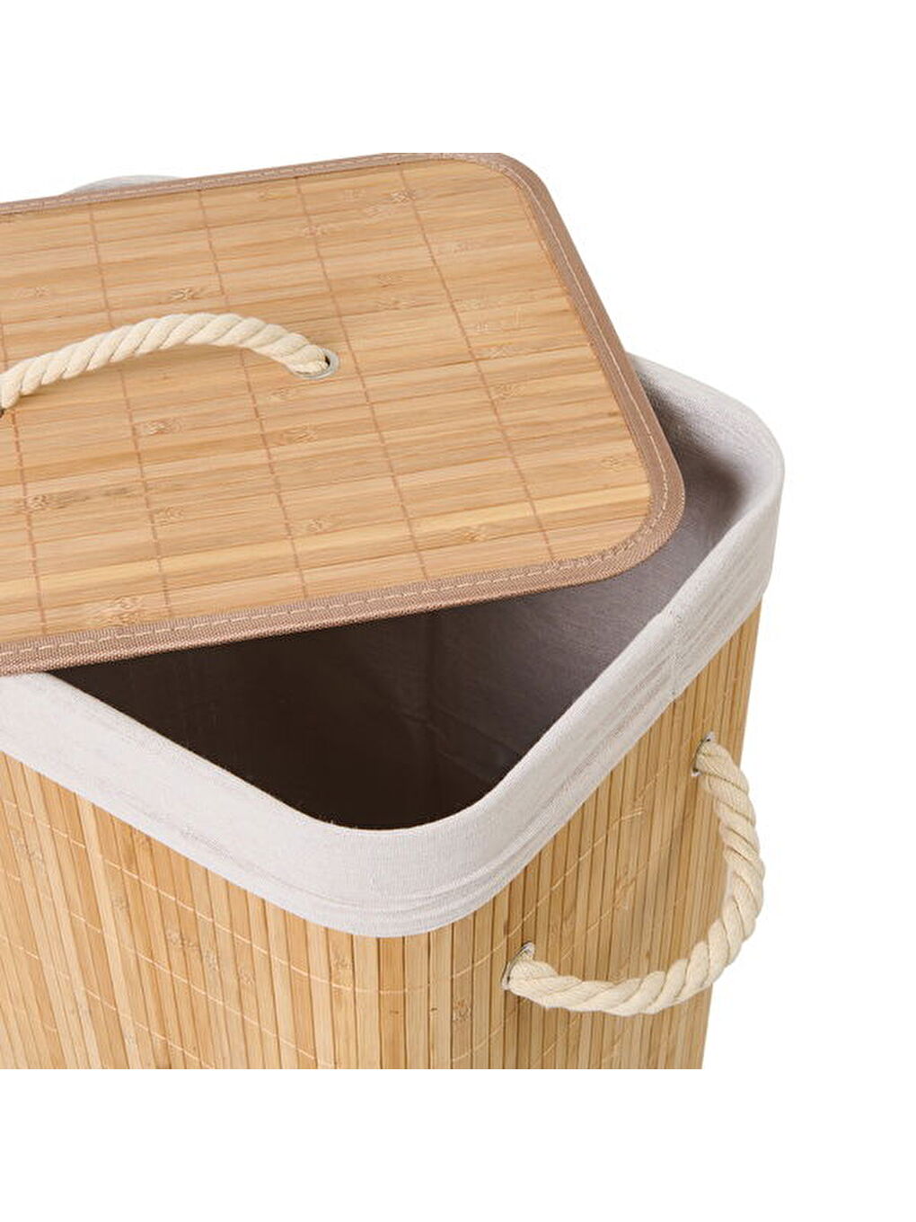 Bambu Örme Çamaşır Sepeti - Bej - 60 lt-1