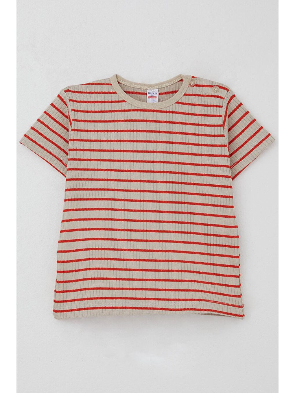 Erkek Çocuk Tişört Patlı Çizgili Bej (1-4 Yaş)