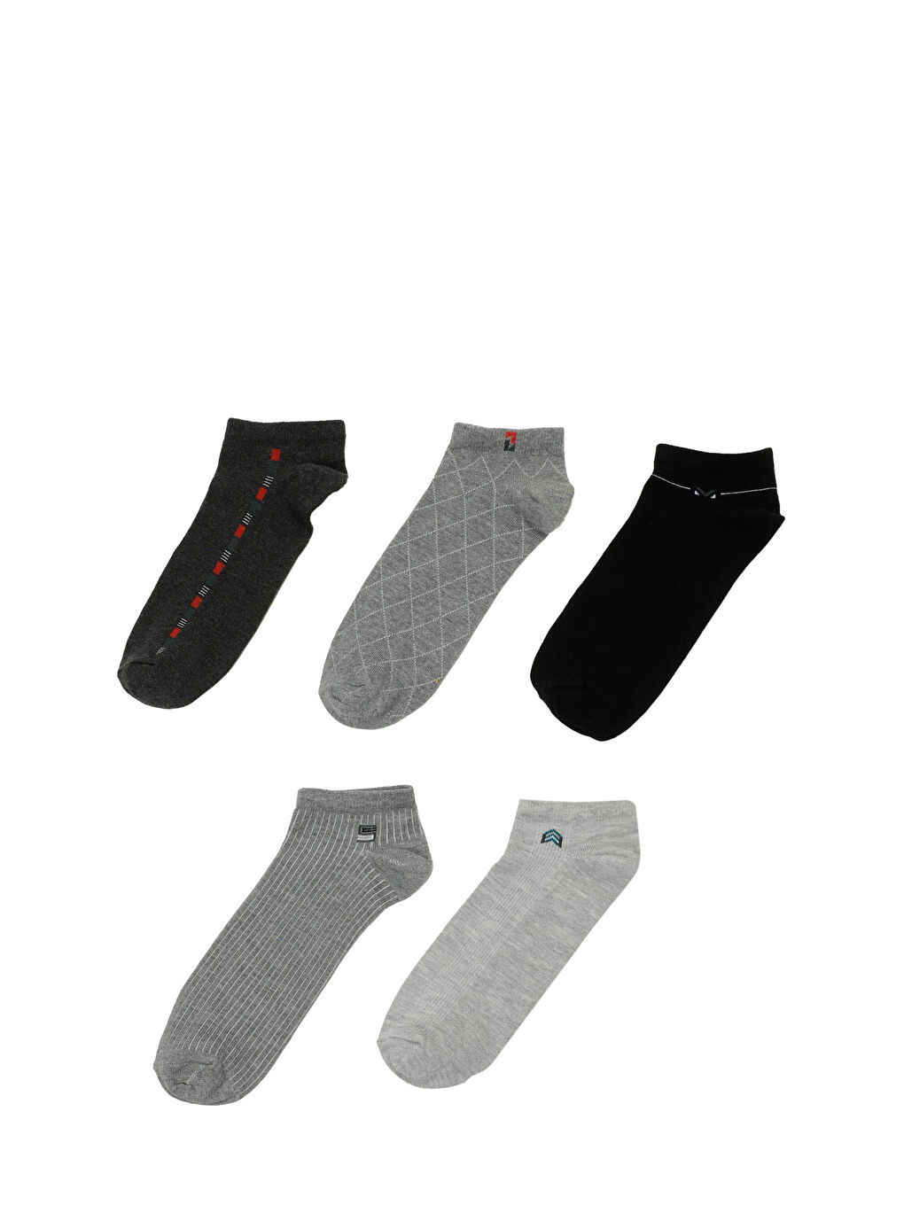 Gri EKOSE 5 LIPTK-M 4PR GRI MULTI Erkek 5'li Patik Çorap