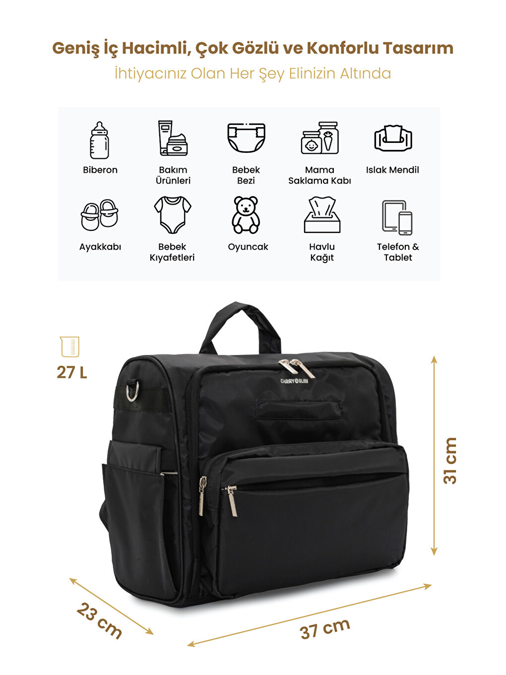 BlissMate Antibakteriyel Astarlı Doğum ve Yeni Doğan Çıkışı İçin Anne Bebek Sırt Çantası-1