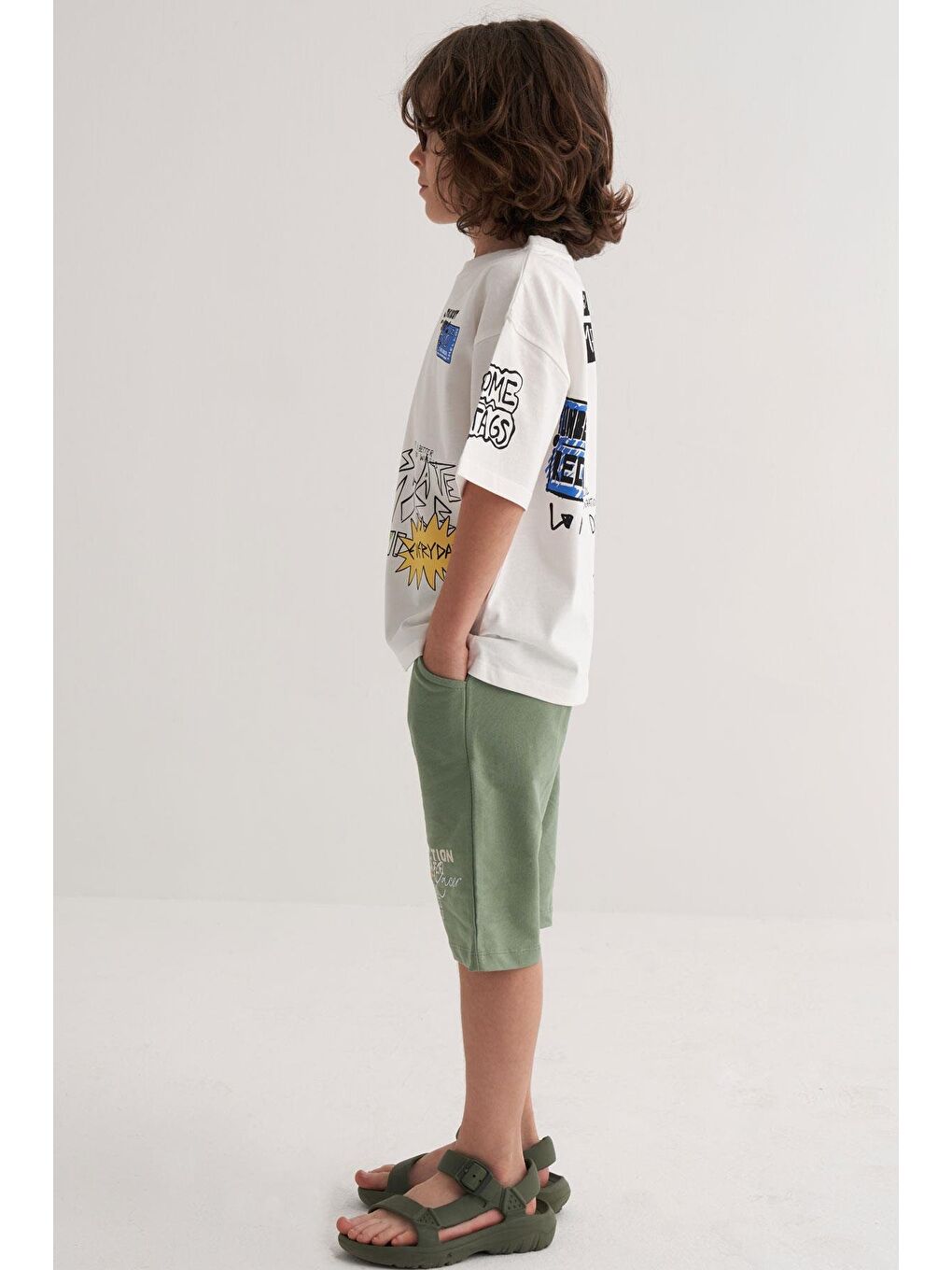 Erkek Çocuk Tişört Teknoloji Temalı Yazı Baskılı Ekru (8-10 Yaş)-2