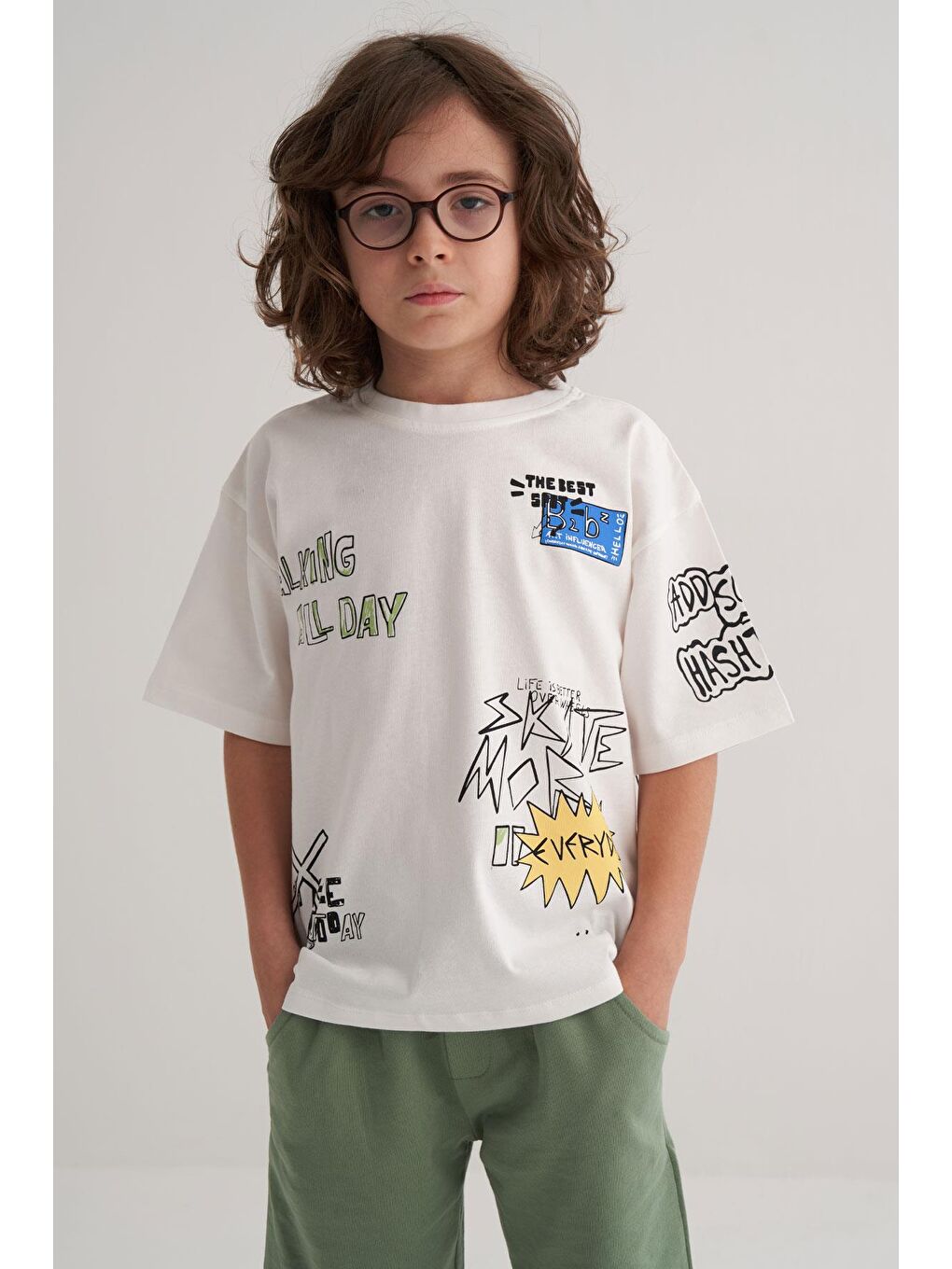 Erkek Çocuk Tişört Teknoloji Temalı Yazı Baskılı Ekru (8-10 Yaş)-3
