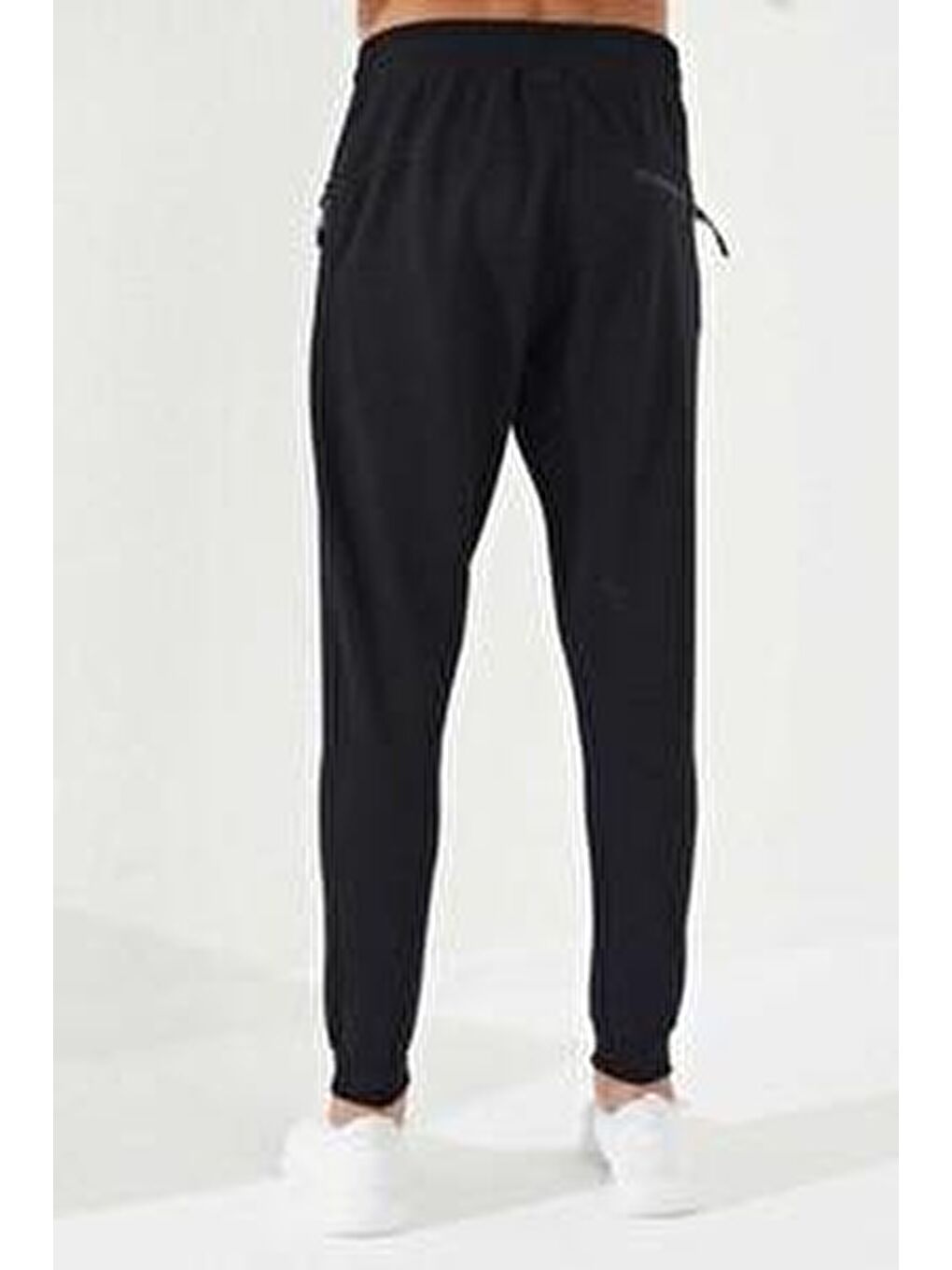 Siyah Erkek Fermuar Cepli Yazı Nakışlı Dar Kalıp  Jogger Eşofman Alt - 84806-4