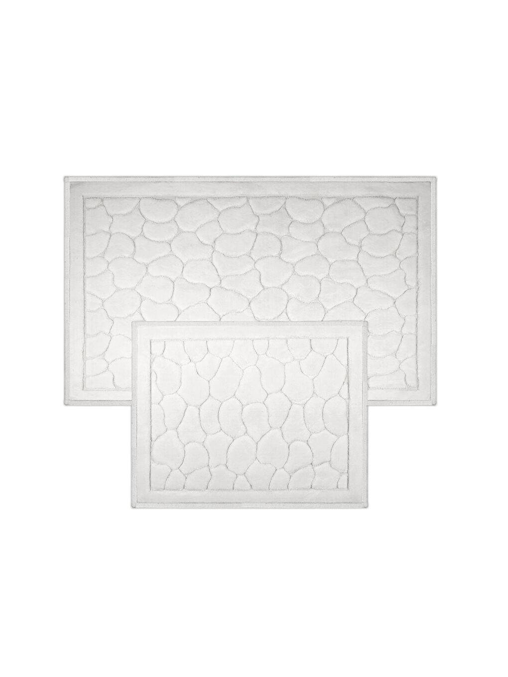 Taş Doğal Pamuklu 2'li Banyo Paspas Seti 60x100+50x60 Cm - Beyaz