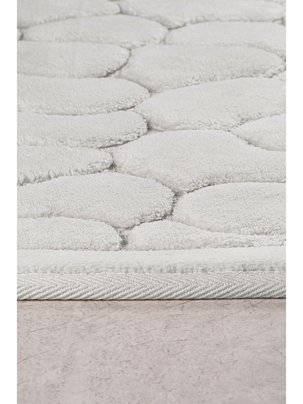 Taş Doğal Pamuklu 2'li Banyo Paspas Seti 60x100+50x60 Cm - Beyaz-1