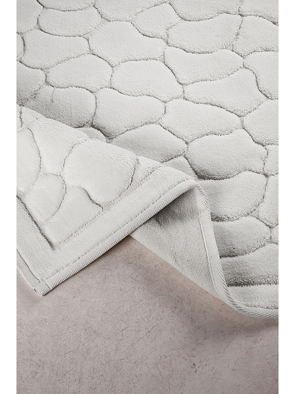 Taş Doğal Pamuklu 2'li Banyo Paspas Seti 60x100+50x60 Cm - Beyaz-2