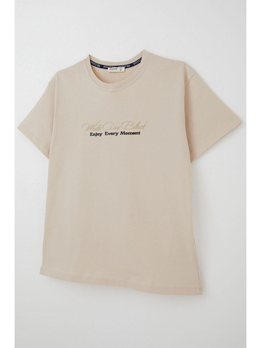 Erkek Çocuk Tişört Kabartma Yazı Baskılı Bej (9-14 Yaş)-2