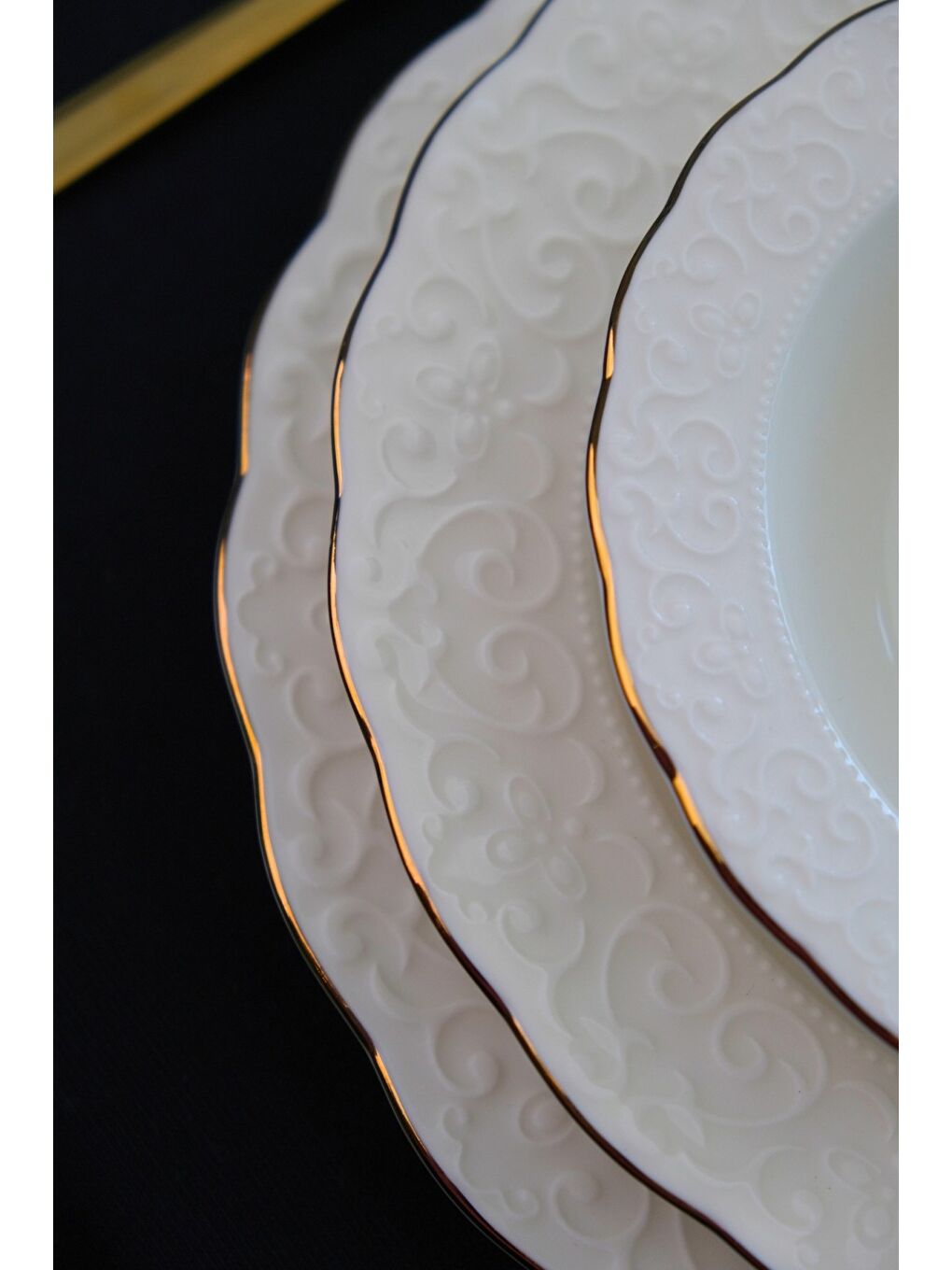 Beyaz Porselen İrem Yemek Takımı Altın Yaldızlı 6 Kişilik 24 Parça-1