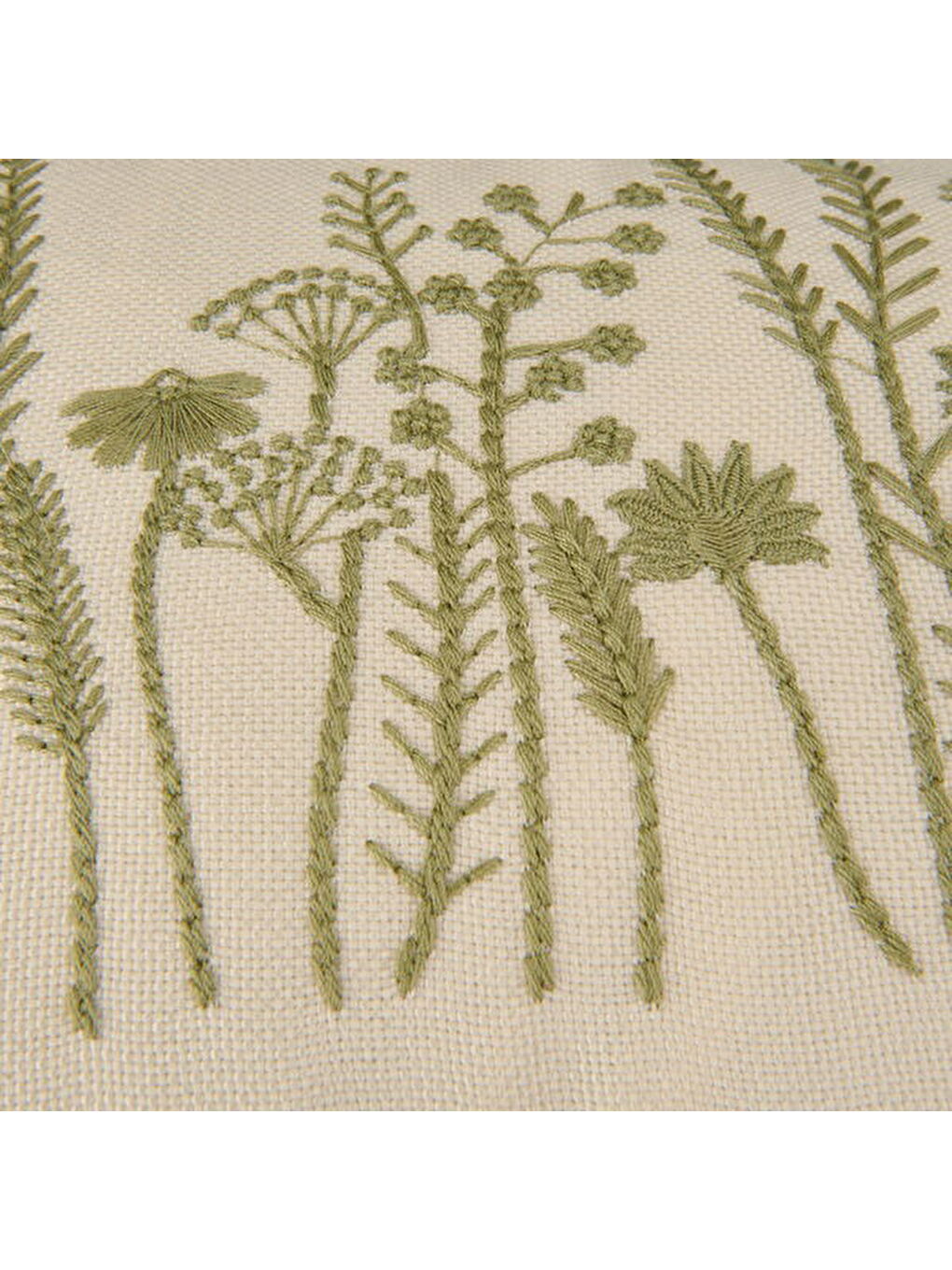 Soft Green Culture Nakışlı Kırlent - Ekru - 30x50 cm-4