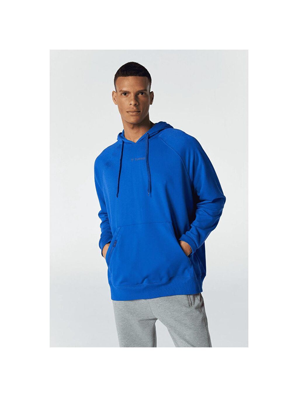 Hummel Mavi Johns Oversize Erkek Mavi Kapüşonlu Sweatshirt - 1