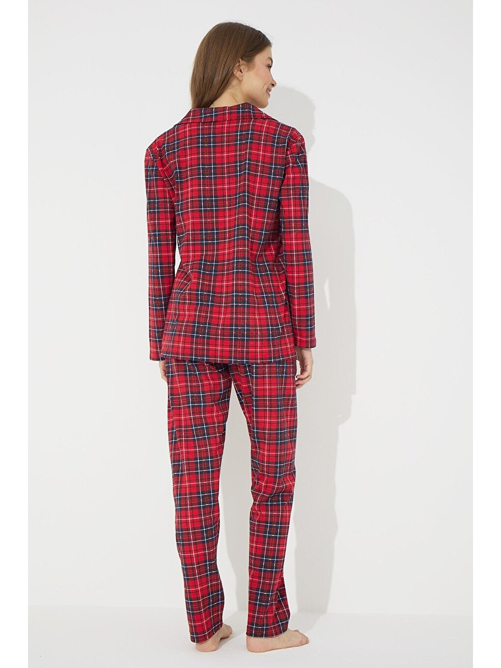Kırmızı Örme Düğmeli Pijama Takımı-2