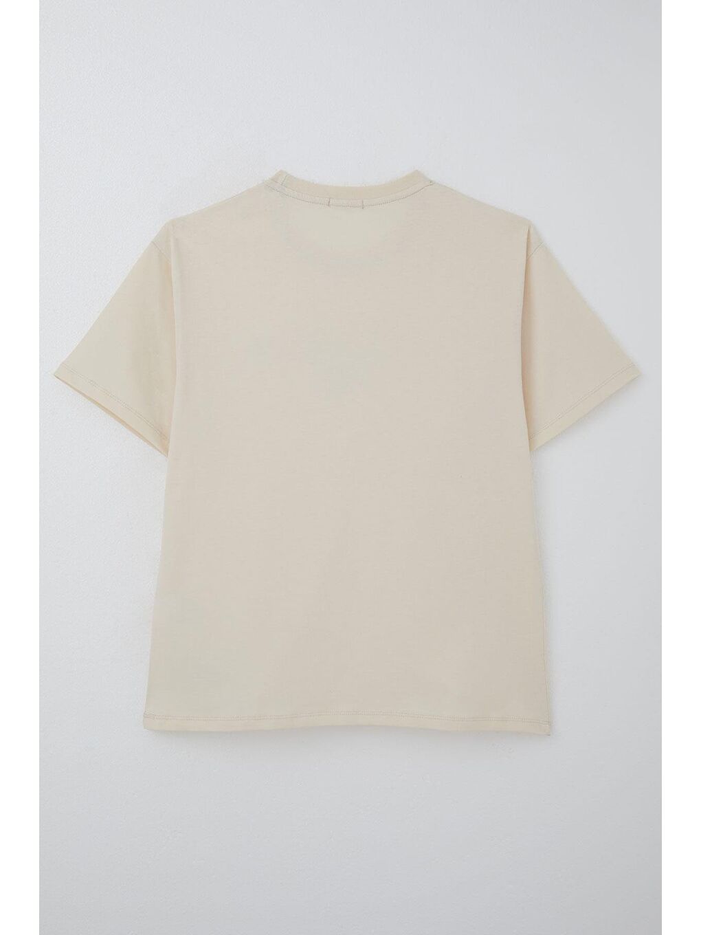 Ekru Erkek Çocuk Tişört Yazı Baskılı Arma Detaylı Krem (9-14 Yaş)-1