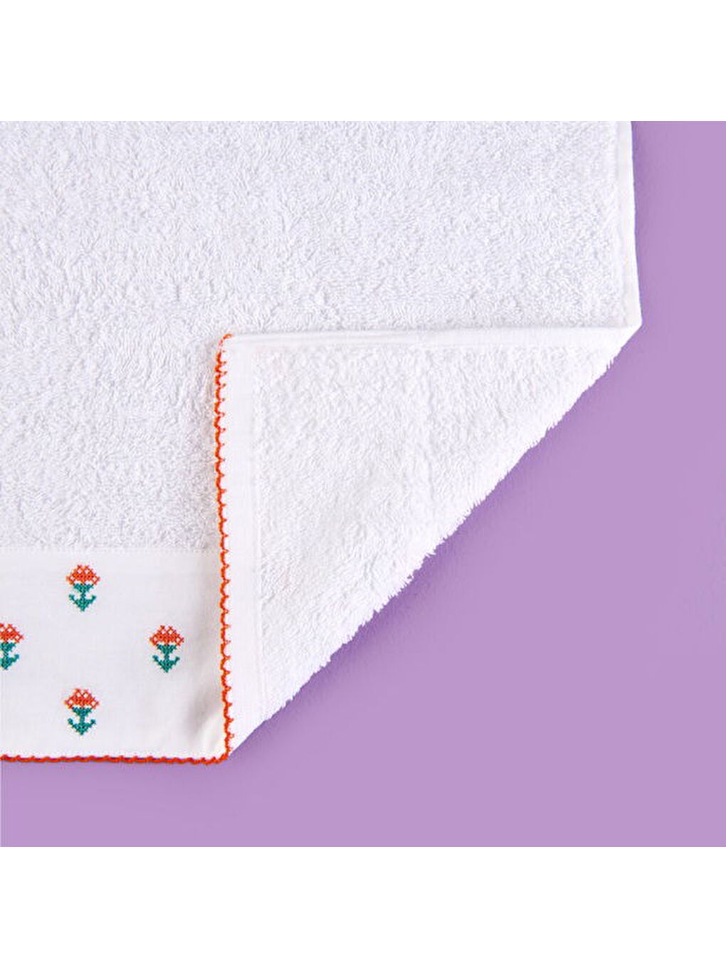 Lila Soft Urban Delight Braga Yüz Havlusu - Ekru / Turuncu - 50x90 cm-1