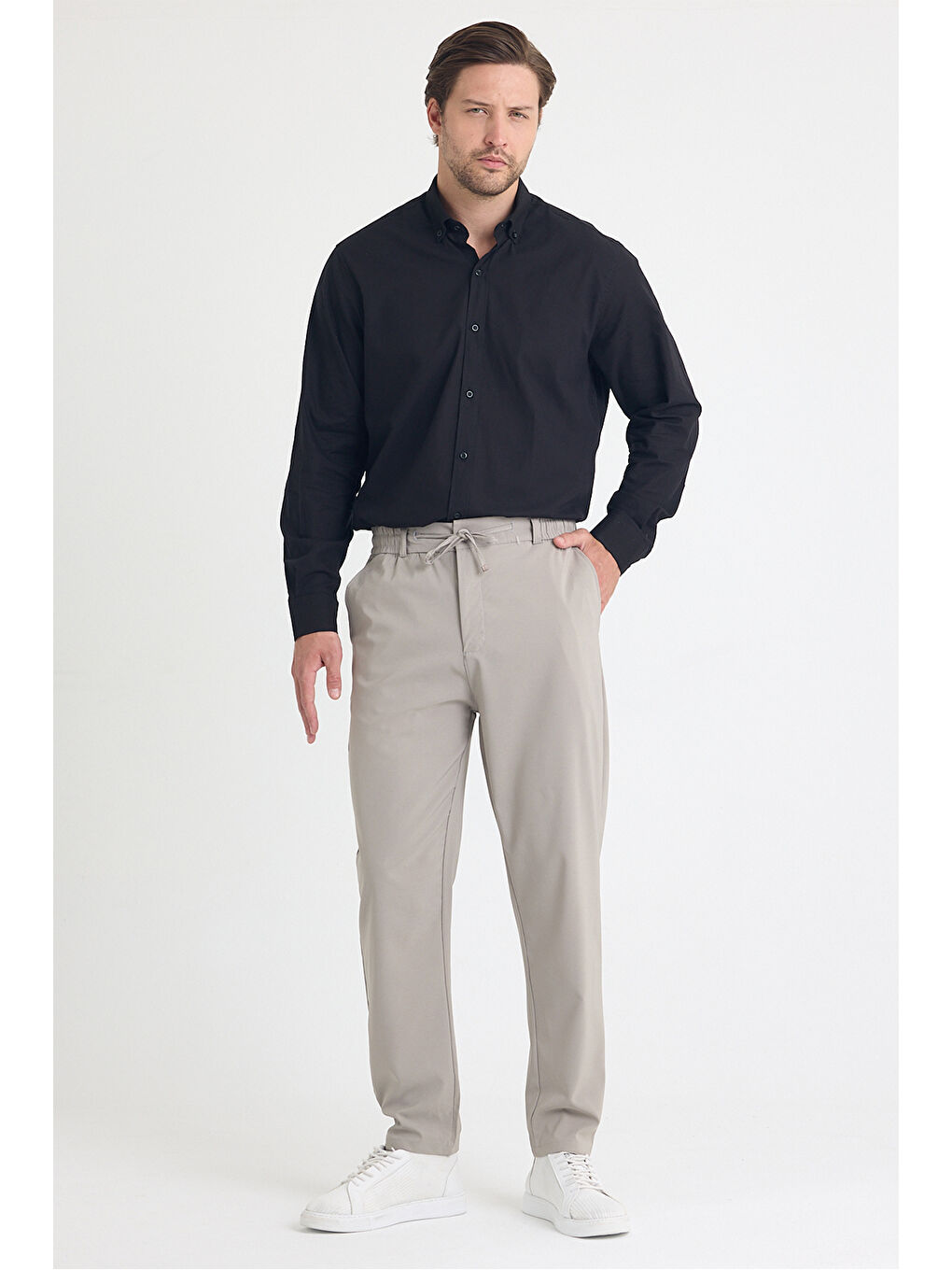 Erkek Gri Jogger Kumaş Pantolon