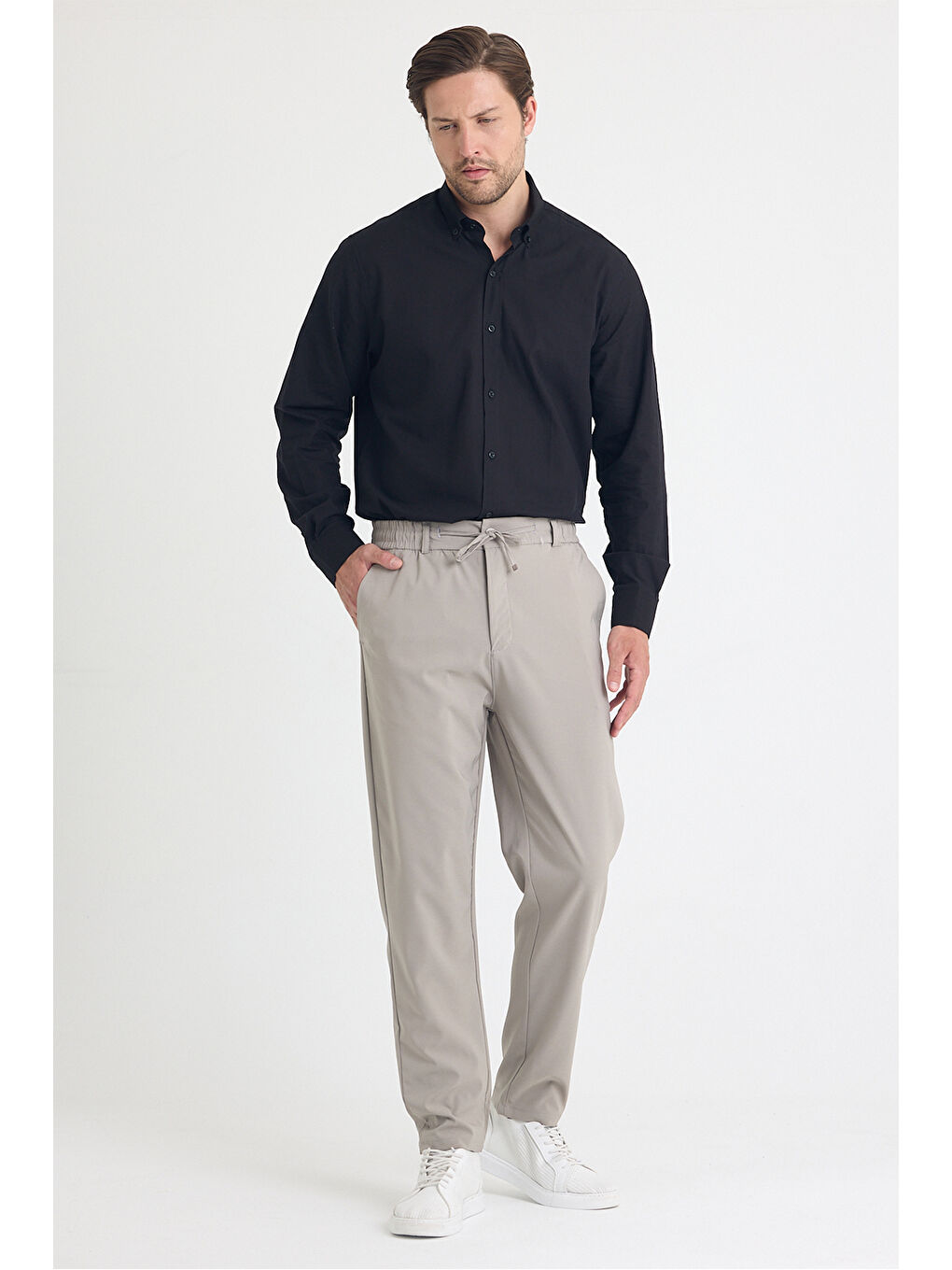 Erkek Gri Jogger Kumaş Pantolon-1