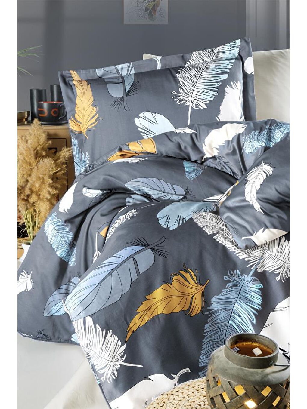 Karışık Dumanis Pamuk Saten Çift Kişilik Nevresim Takımı-1