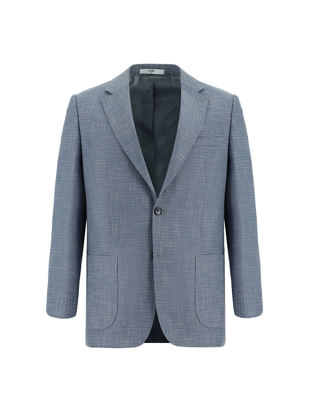 Mavi 4 Drop Relaxed Fit Rahat Kesim Ekose Keten Karışımlı Ceket