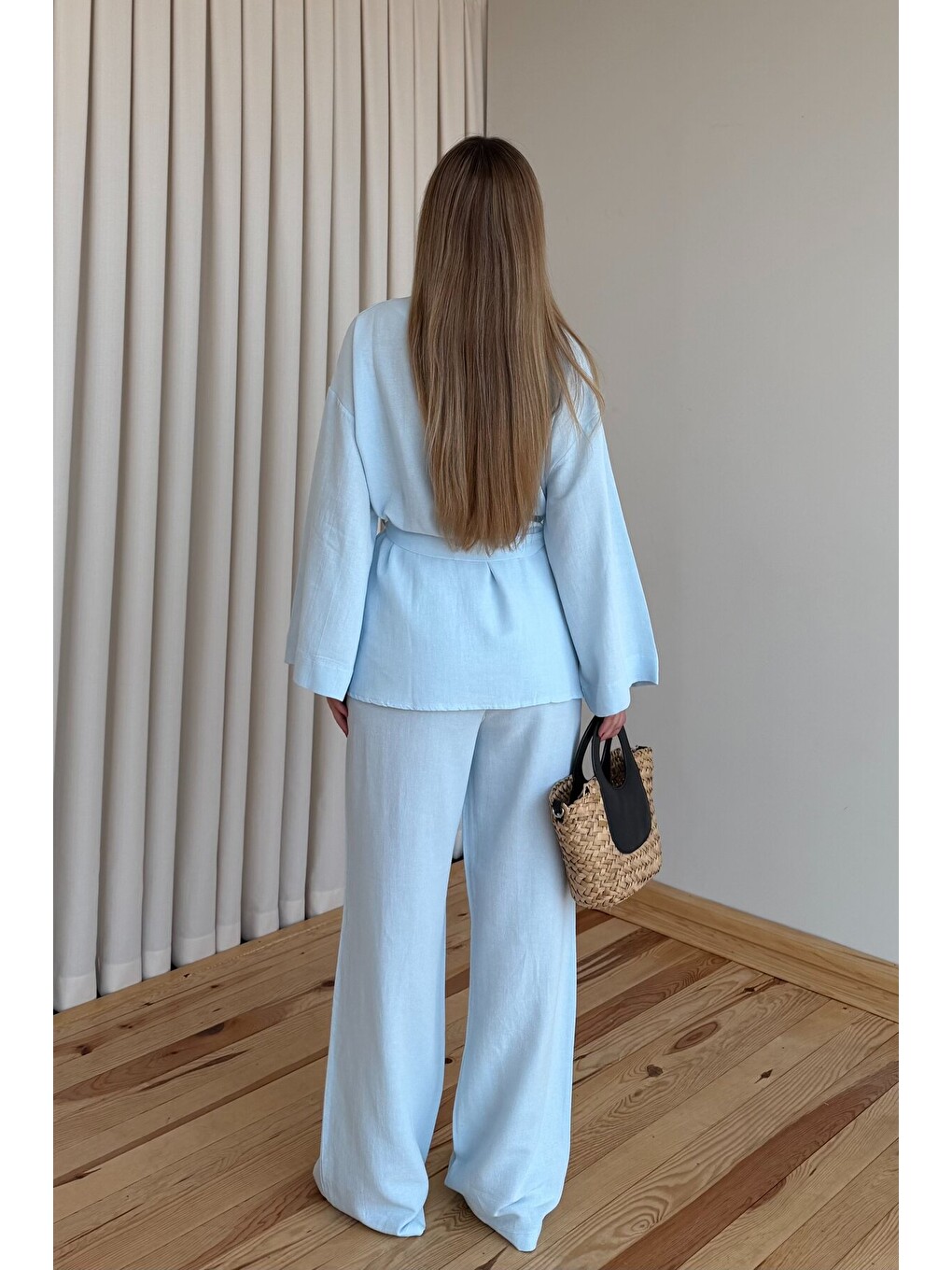 Mavi Pamuklu Kimono Takım-3