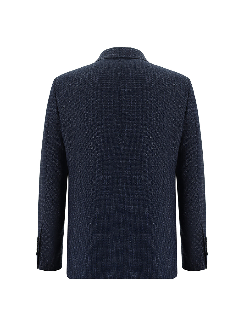 Lacivert Relaxed Fit Rahat Kesim Ekose Keten Karışımlı Blazer Ceket-1