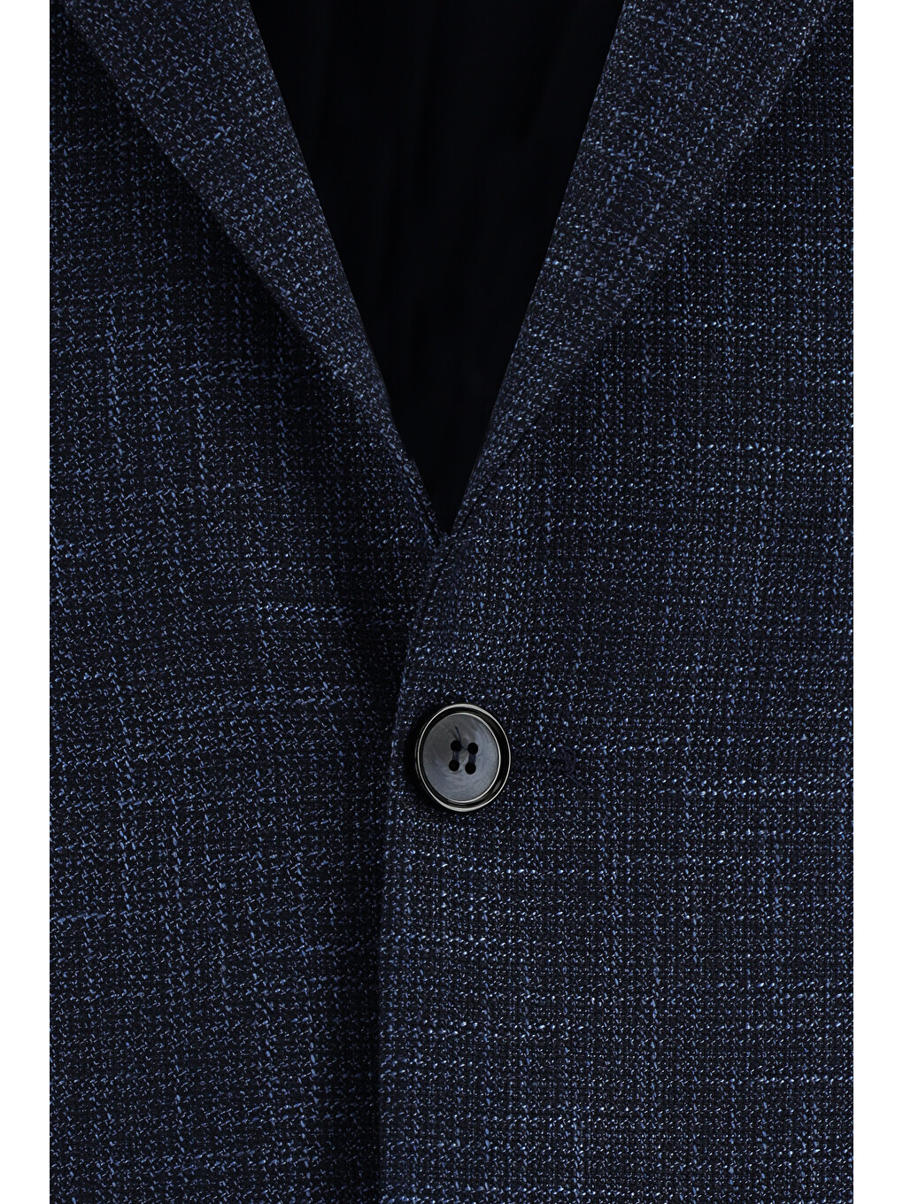 Lacivert Relaxed Fit Rahat Kesim Ekose Keten Karışımlı Blazer Ceket-2