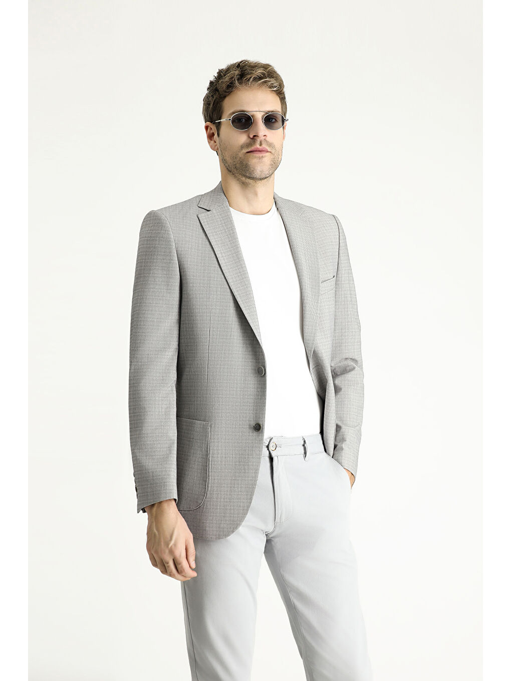 Gri Regular Fit Desenli Spor Ceket