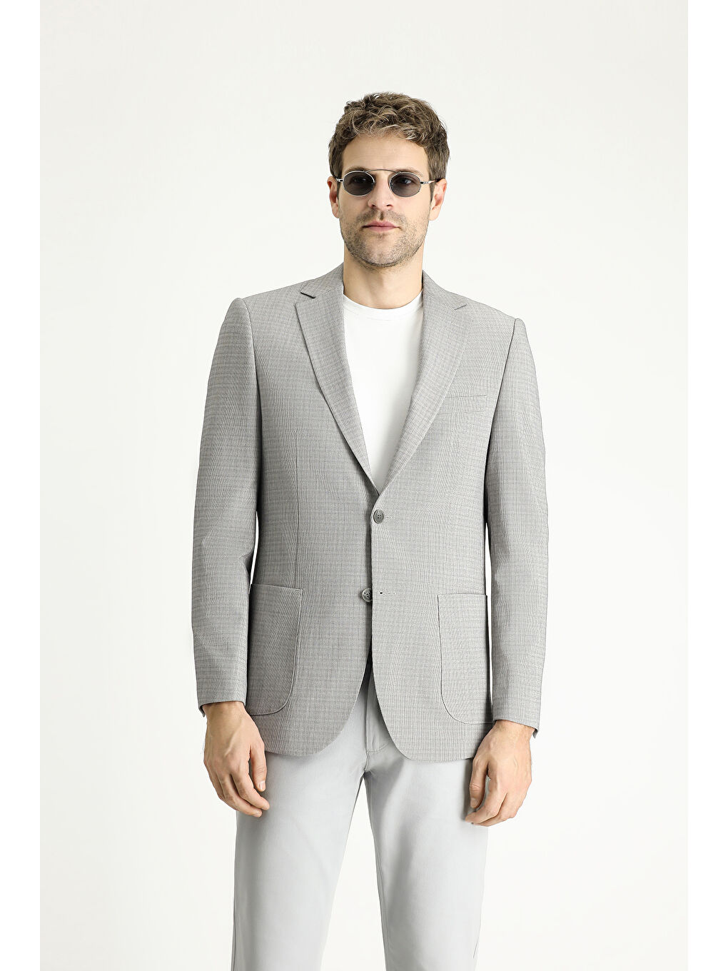 Gri Regular Fit Desenli Spor Ceket-2