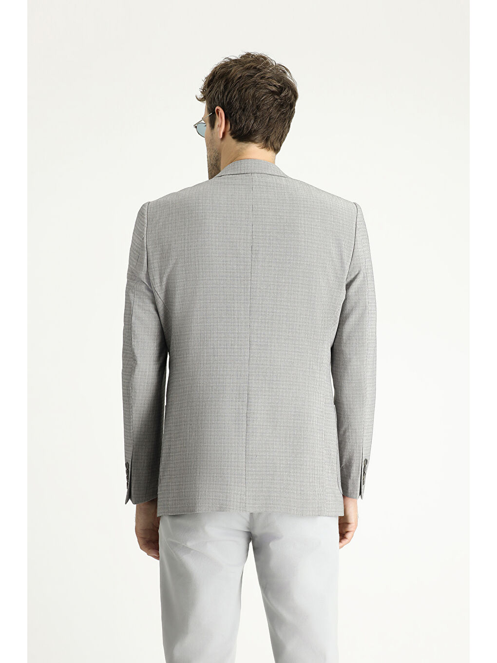 Gri Regular Fit Desenli Spor Ceket-3