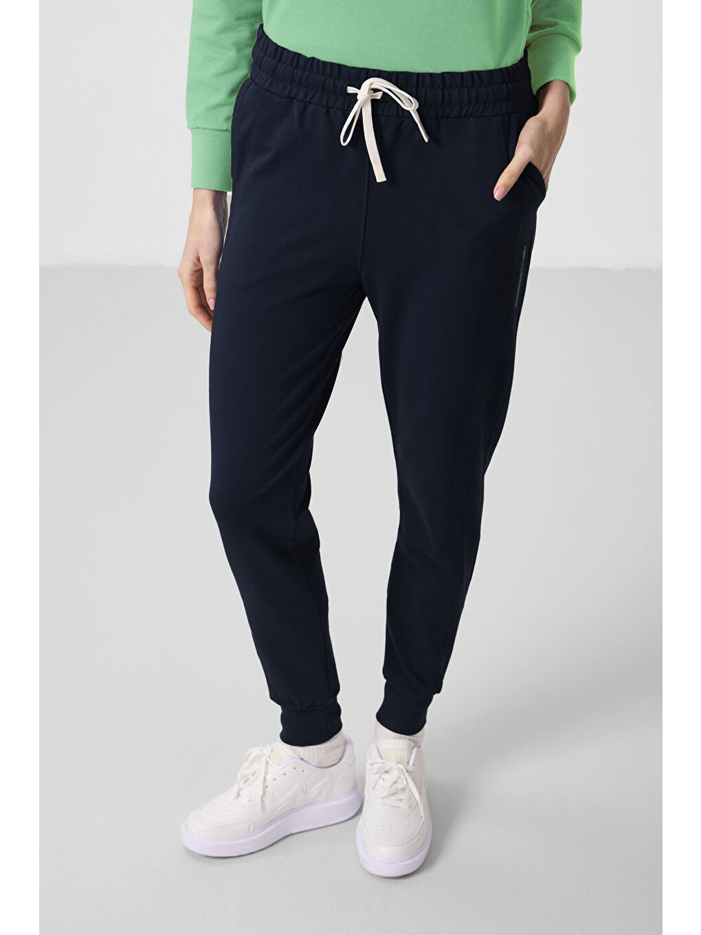 Turkuaz Su Yeşili-Lacivert Kapüşonlu Oversize Kadın Eşofman Takım - 95336-1