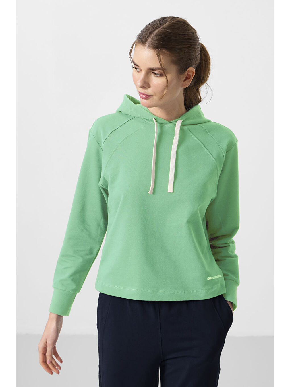 Turkuaz Su Yeşili-Lacivert Kapüşonlu Oversize Kadın Eşofman Takım - 95336-2