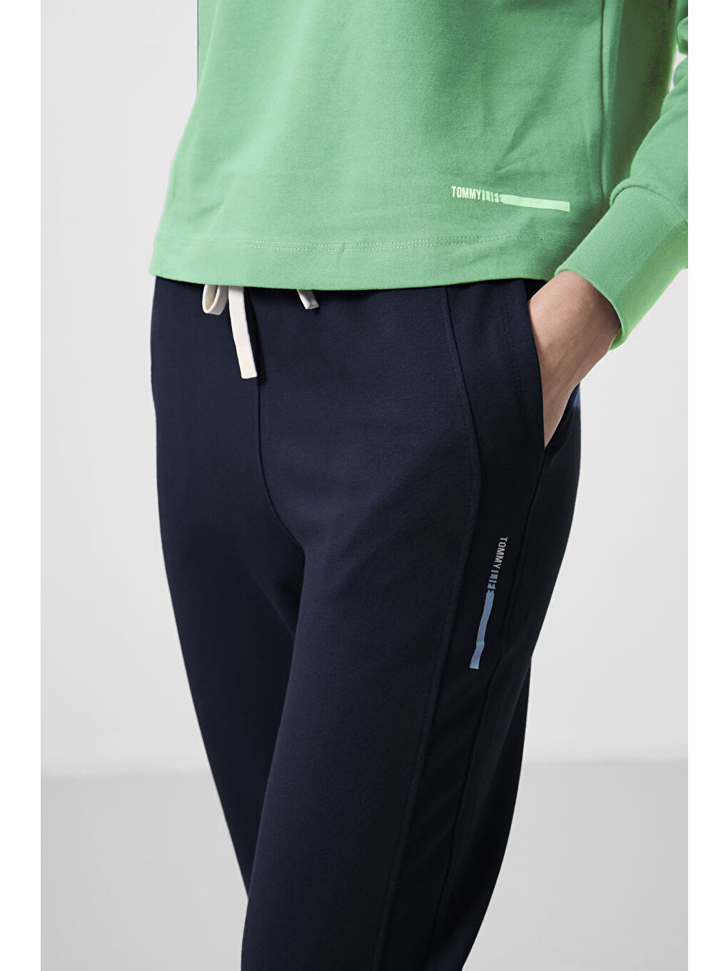 Turkuaz Su Yeşili-Lacivert Kapüşonlu Oversize Kadın Eşofman Takım - 95336-3