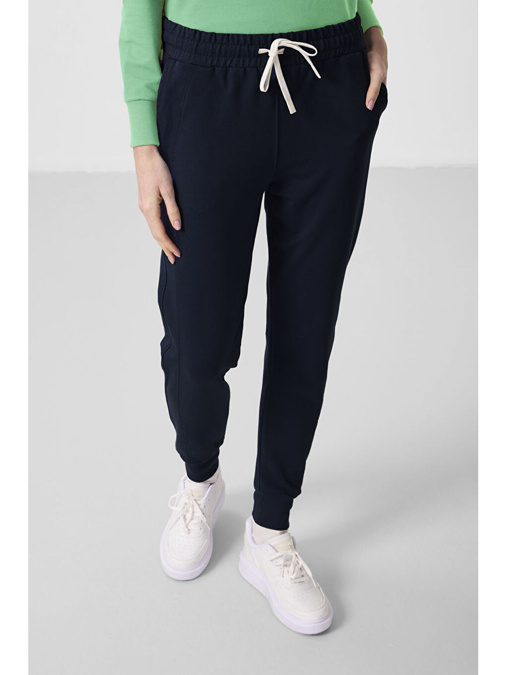 Turkuaz Su Yeşili-Lacivert Kapüşonlu Oversize Kadın Eşofman Takım - 95336-4