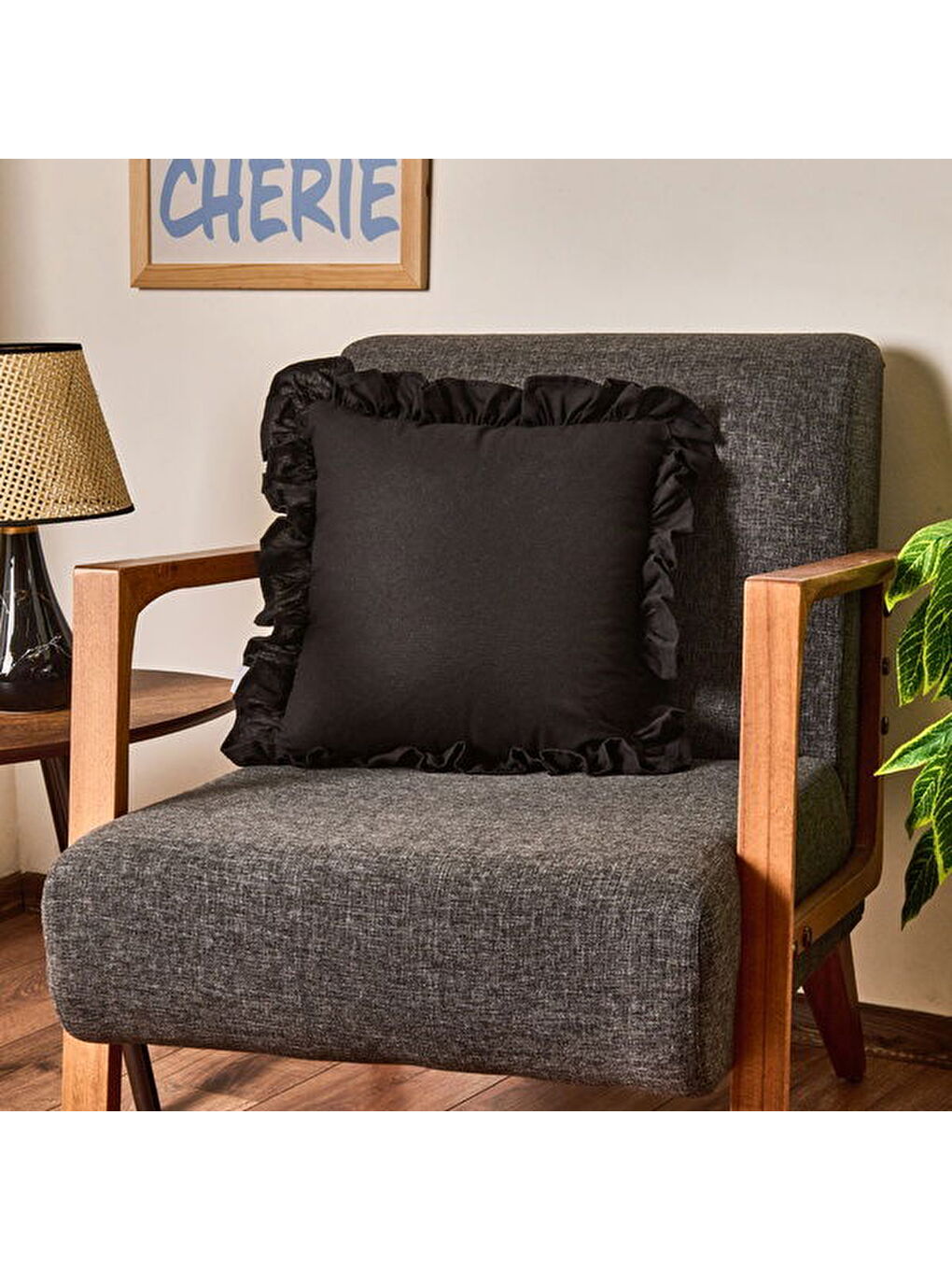 Soft Fancy Kırlent - Siyah - 40x40 cm-1