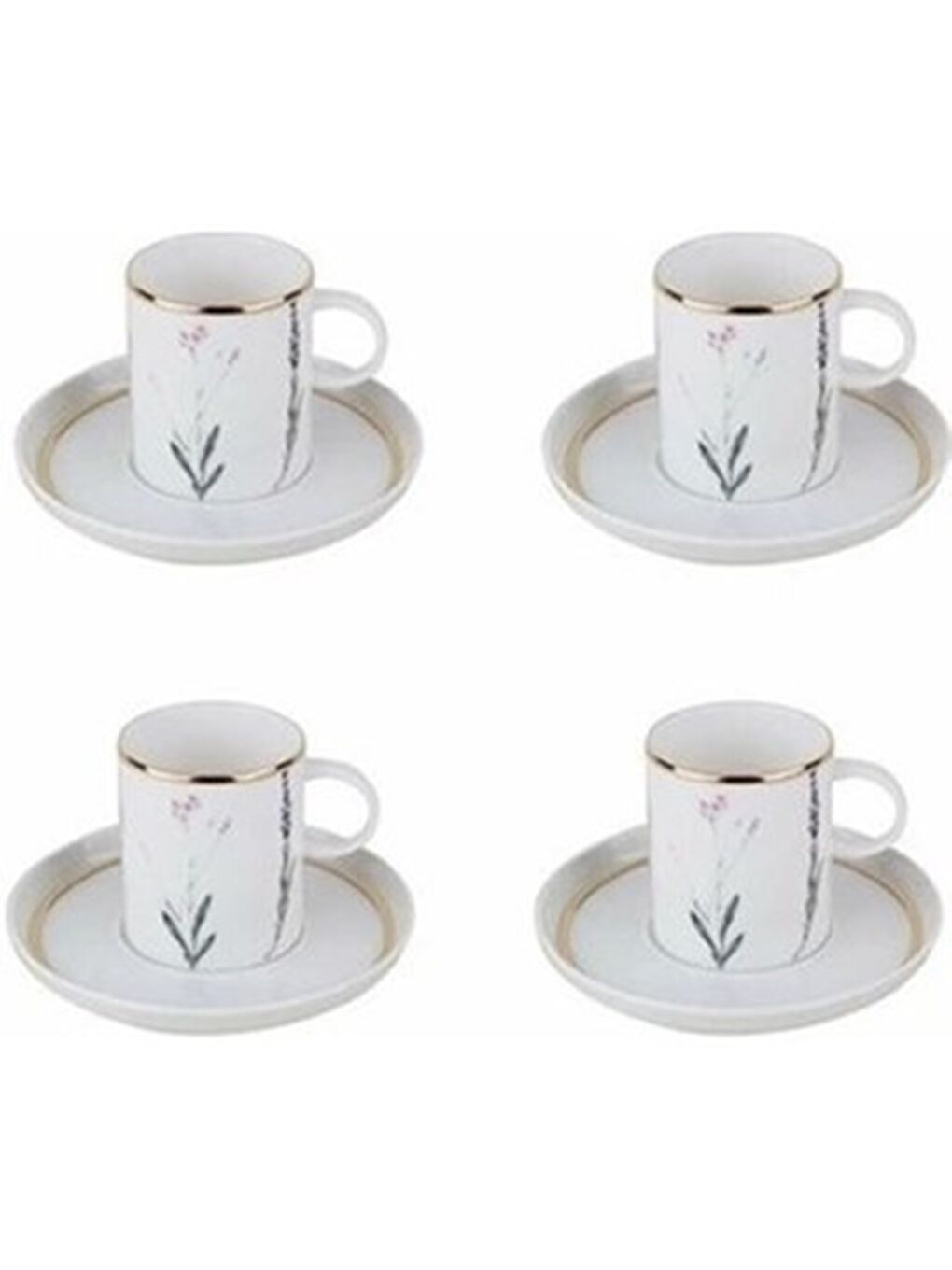 Beyaz Botanical 27cm Servis ve Kahve Fincan Takımı 4 Kişilik-2
