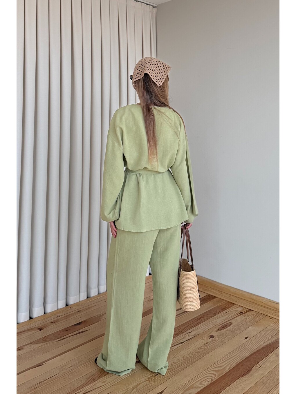 Haki Pamuklu Kimono Takım-2